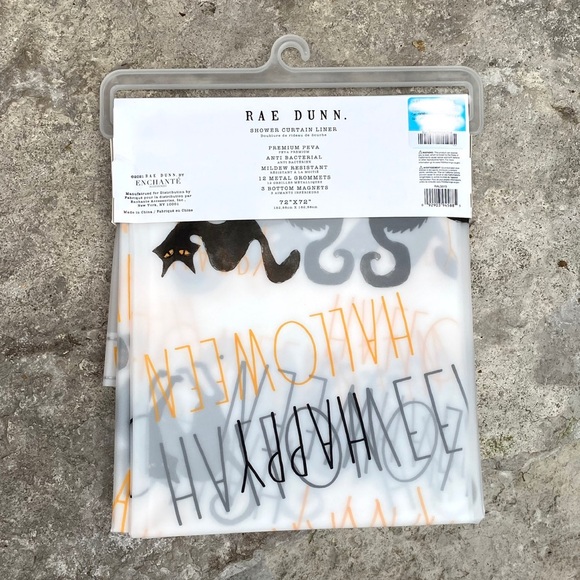 Rae Dunn HAPPY HALLOWEEN Shower Curtain Liner - Picture 2 of 6